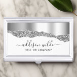 Silver Glitter Diamonds Professional Visitekaarthouder<br><div class="desc">Silver Glitter Diamonds Glam Professional Business Card-draagtas. Elegant Silver Glitter hand lettered style calligraphy script professioneel design. Perfect voor make-up artiesten,  haarstylists,  cosmetologen en nog veel meer!</div>