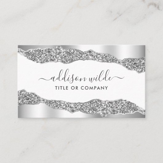 Silver Glitter Diamonds Professional Visitekaartje (Voorkant)