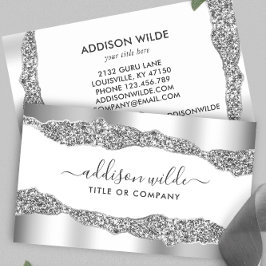 Silver Glitter Diamonds Professional Visitekaartje