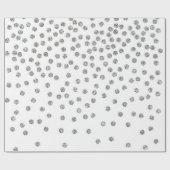 Silver Glitter Diamonds Stip Confetti White Cadeaupapier (Vlak)