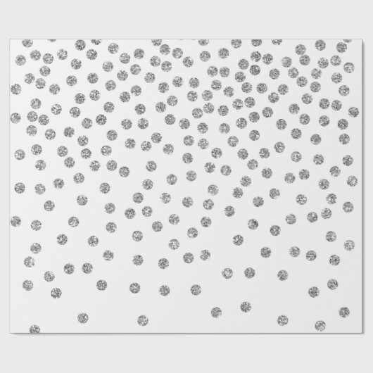 Silver Glitter Diamonds Stip Confetti White Cadeaupapier (Vlak)