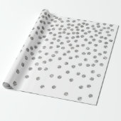 Silver Glitter Diamonds Stip Confetti White Cadeaupapier (Uitgerold)