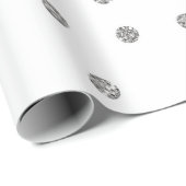 Silver Glitter Diamonds Stip Confetti White Cadeaupapier (Rol Hoek)