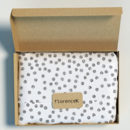 Silver Glitter Diamonds Stip Confetti White Cadeaupapier