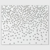 Silver Glitter Diamonds Stip Confetti White Cadeaupapier (Vlak)