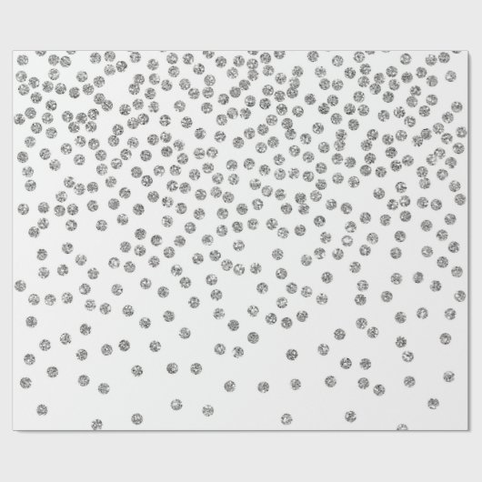 Silver Glitter Diamonds Stip Confetti White Cadeaupapier (Vlak)