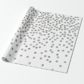 Silver Glitter Diamonds Stip Confetti White Cadeaupapier (Uitgerold)