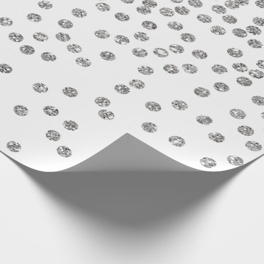 Silver Glitter Diamonds Stip Confetti White Cadeaupapier (Hoek)