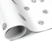 Silver Glitter Diamonds Stip Confetti White Cadeaupapier (Rol Hoek)