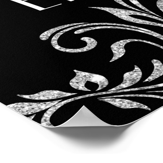 Silver Glitter Diamonds Welkom bij ons huwelijk Poster (Hoek)