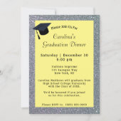 Silver Glitter Dinner Yellow Afstuderen Kaart (Voorkant)