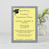 Silver Glitter Dinner Yellow Afstuderen Kaart (Staand voorkant)