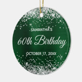 Silver Glitter Donkergroene Folie 60e verjaardag Keramisch Ornament (Links)