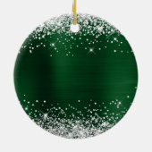 Silver Glitter Donkergroene Folie 60e verjaardag Keramisch Ornament (Achterkant)