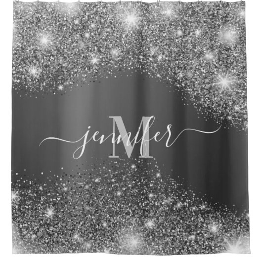 Silver Glitter Douchegordijn (Voorkant)