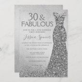 Silver Glitter Dress 30 & geweldige 30th Birthday Kaart (Voorkant / Achterkant)