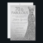 Silver Glitter Dress 70 & geweldige 70th Birthday Kaart<br><div class="desc">Silver Glitter Dress 40 & geweldige 70th Birthday en geweldige uitnodigingsvariaties voor de uitnodiging en overeenkomende objecten in onze winkel</div>