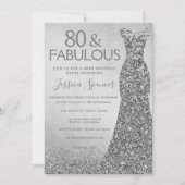 Silver Glitter Dress 80 & geweldige 80th Birthday Kaart (Voorkant)