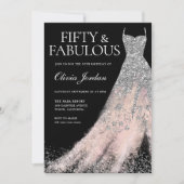 Silver Glitter Dress Blush Haze 50ste verjaardag Kaart (Voorkant)