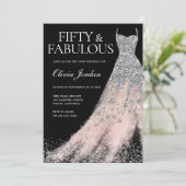 Silver Glitter Dress Blush Haze 50ste verjaardag Kaart (Staand voorkant)