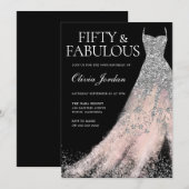 Silver Glitter Dress Blush Haze 50ste verjaardag Kaart (Voorkant / Achterkant)