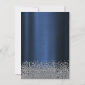 Silver Glitter Dress,Diamonds Navy Blue Sweet 16  Kaart (Achterkant)