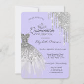 Silver Glitter Dress, Dress Paars Quinceañera Kaart (Voorkant)