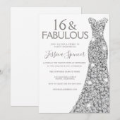 Silver Glitter Dress Fabulous Sweet 16 Party Kaart (Voorkant / Achterkant)