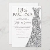 Silver Glitter Dress Girls 18e verjaardag Kaart (Voorkant / Achterkant)