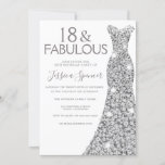 Silver Glitter Dress Girls 18e verjaardag Kaart<br><div class="desc">Silver Glitter Dress Girls 18th Birthday Party Invitation Variations to the uitnodiging and matching items in our store</div>