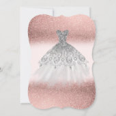 Silver Glitter Dress Roos Gold Vrijgezellenfeest Kaart (Achterkant)