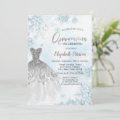 Silver Glitter Dress Snowflakes Kaart (Staand voorkant)