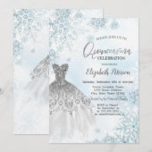 Silver Glitter Dress Snowflakes Kaart (Voorkant / Achterkant)