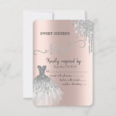 Silver Glitter Dress Sweet 16 RSVP Kaart (Voorkant)