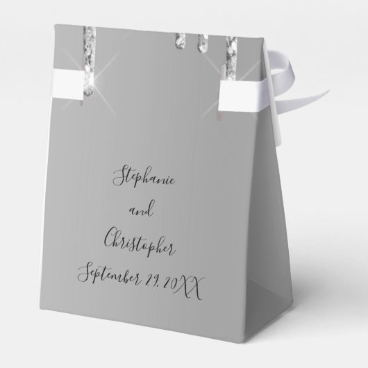 Silver Glitter-drift die het bruinbruin afvoert Bedankdoosjes (Achterkant)