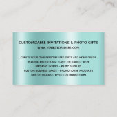 Silver Glitter Drift Lichte Blauwgroen Ombre Onlin Visitekaartje (Achterkant)