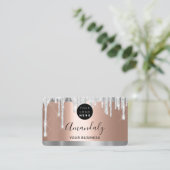 Silver Glitter Drift Lijst Qr Code Logo Gold Visitekaartje (Staand voorkant)