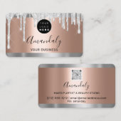 Silver Glitter Drift Lijst Qr Code Logo Gold Visitekaartje (Voorkant / Achterkant)