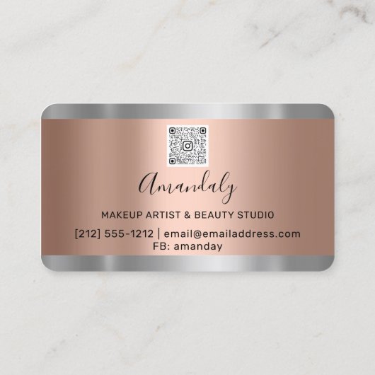 Silver Glitter Drift Lijst Qr Code Logo Gold Visitekaartje (Achterkant)
