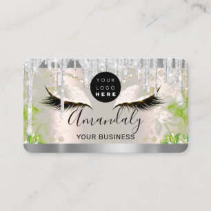 Silver Glitter Drift Lijst Qr Code Logo Lashes Visitekaartje