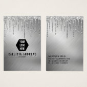 Silver Glitter Drift Logo Ketting Display Visitekaartje (Voorkant /achterkant)