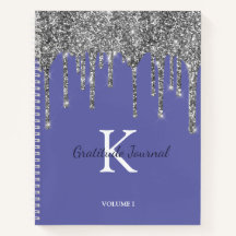 Silver Glitter Drift Periwinkle Gratitude Journal