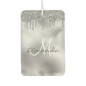 Silver Glitter Drift Persoonlijk Monogram Luchtverfrisser (Voorkant)