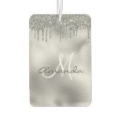 Silver Glitter Drift Persoonlijk Monogram Luchtverfrisser (Achterkant)