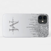 Silver Glitter Drift Persoonlijke Monogram Naam Case-Mate iPhone Case (Achterkant (horizontaal))
