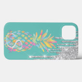 Silver Glitter Drift Pineapple Mint Green Case-Mate iPhone Case (Achterkant (horizontaal))