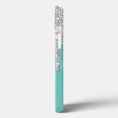 Silver Glitter Drift Pineapple Mint Green Case-Mate iPhone Case (Achterkant / Links)