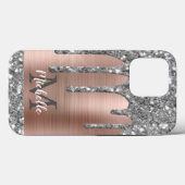 Silver Glitter Drift Roos Gold Metallic Monogram C Case-Mate iPhone Case (Achterkant (horizontaal))
