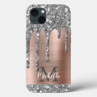 Silver Glitter Drift Roos Gold Metallic Monogram