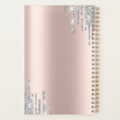 Silver Glitter Drift Roos Gold Monogram Cupcake Planner (Achterkant)